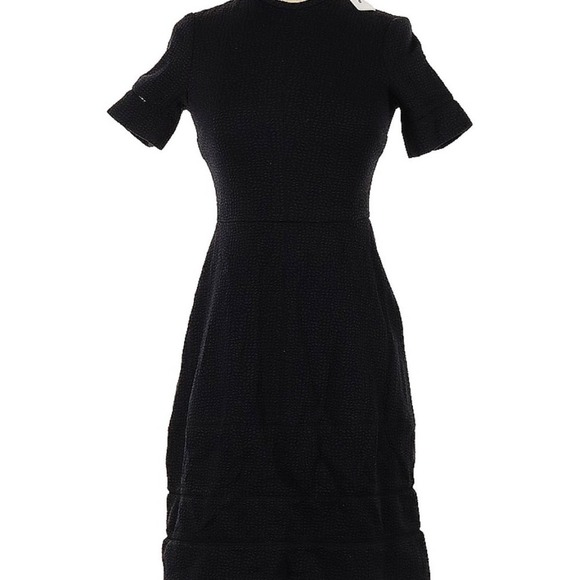 Yigal Azrouel NWOT Jacquard Short Sleeve Little Black Fit & Flare Dress Size 0 - Picture 10 of 11